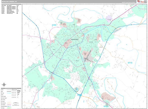 Bowling Green, KY Wall Map